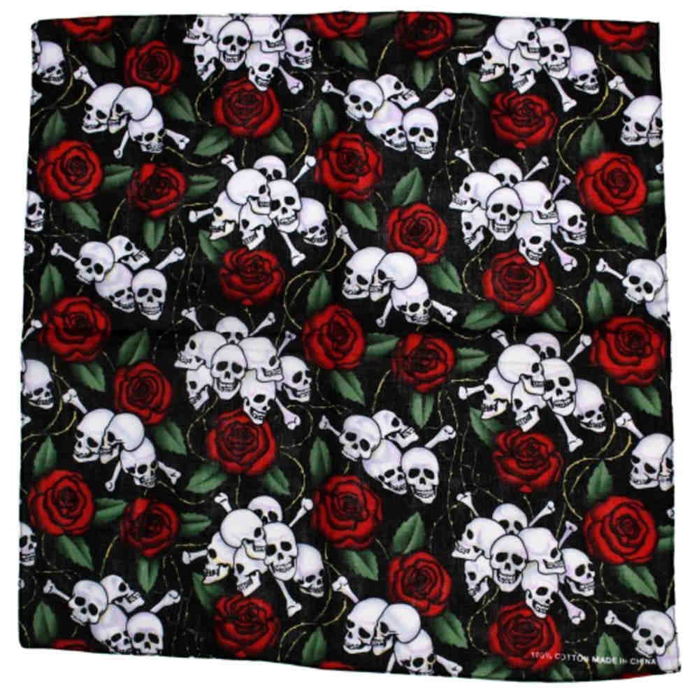 Zac's Alter Ego - Skulls and roses Bandana - Black